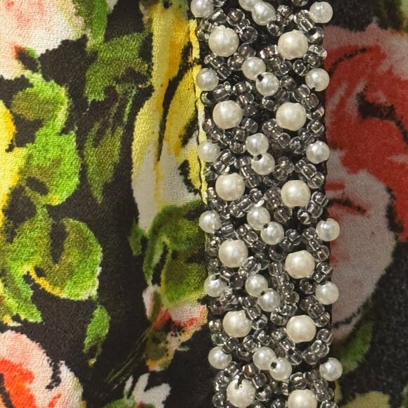 Kut From The Kloth Floral Kimono Jacket With Pearl Beaded Trim Sz Large - Picture 3 of 12